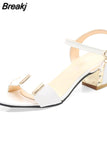 Open Toe Women Chunky Heels Casual Women's Sandals Black White All-match Female Pumps Fashion Womens Sandals Buckle