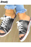 Women Sandals Summer Canvas Slippers Woman Comfortable Flat Denim Female Sandal Ladies Shoes Sandalias
