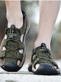 Men Sandals Genuine Leather Men Casual Shoes Outdoor Men Leather Sandals for Men Beach Shoes Roman Shoes Plus Size