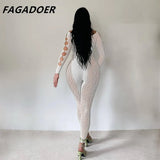 Hollow Out Jumpsuits Women 2023 New Off Shoulder Sexy Hole Skinny Elastic Club Streetwear Solid Rompers Female