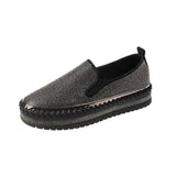pink Luxury Women Flats Rhinestone Sewing Platform Loafers Slip on Sewing Shallow Fashion Casual Shoes Ladies