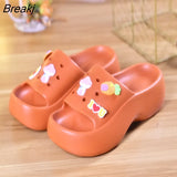 Summer New Slippers Fashion Platform Korean Version Increase Women's Shoes Wedge Cartoon Cute Outdoor Flip Flops