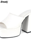 Design 2023 Summer Woman Platform Slippers Mules Shoes Hoof Heels Gothic Style Sexy Fashion Woman Shoes Outside