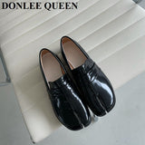 Split Toe Flats Shoes Women Slip On Casual Loafer Chunky Heel British Oxford Shoes 2023 Autumn Footwear Zapatos De