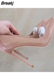 nude shiny patent leather sexy pumps 12cm high heel nightclub pointed toe women 10cm party shoes plus size 46 QP154
