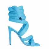 Snake Strap Long Shoes Women's Sandals Summer 2024 Sexy Stiletto Heel Stripper Shoes Star Style Slingback Heeled