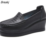 Women Wedge Platform Shoes Fashion Comfortable Increase Casual Slip-on Women's Loafers Summer Hollow Out Breathable