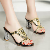 Women With Crystal High-Heeled Sandals Wear 2024 New Diamond Sandals In Summer. Roman Slippers Are