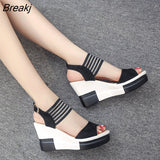 Fashion Wedge Women Shoes Casual Belt Buckle High Heel Shoes Fish Mouth Sandals 2023 Luxury Sandal Women Buty