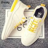 Sneakers Leather Casual Shoes Men Breathable Classic Black White Male Shoes Platform Skateboard Shoes 2021 New