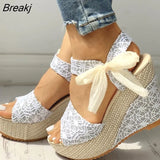 lace Women Wedges heeled women Shoes Summer Sandals Party Platform High Heels Shoes
