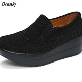 Fashion Leather Soft Bottom Tassel Women's Single Shoes Spring and Summer Thick Bottom Wedge Heel Women Hollow Light
