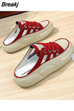 Half Slippers Women's Outerwear Shoes Summer New Leisure Slip on Red Sneaker Slides Platform Casual Pantuflas De