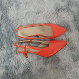 Daily all-match Sandal Shoes Pointed Toes High Heels Sexy 5cm Low Casual Back Empty Buckle Pumps Red Wedding