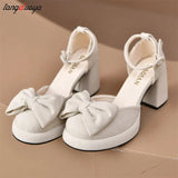green Heels Shoes for Women Summer Fashion Square Head Buckle Mary Jane Shoes Outdoor Party Chunky Sandals Zapatos De