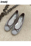 Brand Flats Ballet Women Shoes Classic Round Toe Flat Ballerina Female Bow Casual Slip On Loafer Soft Moccasin Fashion