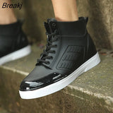 Men's Rainboots Waterproof Spring Winter Rain Shoes Men Rain Boy Water Rubber Black Ankle Boots Lace-Up Shoes