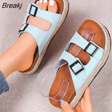 Summer women Mule Clogs Slippers High Quality Classic Two Buckle Cork Slides Sandals Footwear For Women Unisex