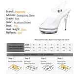 Sandals Fashion Crystal Women's Shoes 13/15CM Thin Heel Transparent Sexy Wild Catwalk High Heels Performance Party