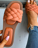 2023 Trend Braided Slippers Women Flat Outdoor Weave Slides Rubber Sole Open Toe Beach Casual Sandals Ladies Cozy
