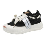 Women Shoes 2023 Summer Trendy Canvas Shoes Women Low Cut Casual Shoes Women Socofy Flat Shoes Zapatos De