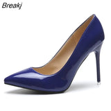 Women Shoes Pointed Toe Pumps Patent Leather Dress High Heels Boat Wedding Zapatos Mujer Black GLADIATOR Casual