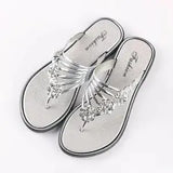 Women Fashion Peep Toe Silver High Quality Anti Skid Beach Sandals Lady Casual Golden Crystal Summer Home Sandals