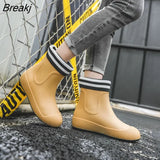 on Rain Shoes for Women Ankle Boots Fashion Outdoor Non-slip Platform Rain Boots Garden Galoshes Woman Work Rubber