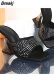 Heeled Women Slippers 2023 New Fashion Brand Wine Glass And Sandals European Style Crystal Heel Sandals Slipper