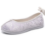 Breakj Shoes Round Head Woven Brocade Pure Color Jacquard Flat Shoes Spring And Summer Style Retro Ancient Style Cloth