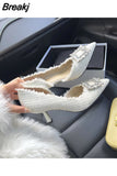 Design Rhinestones Women Pumps Spring Fashion Pointed Toe Female Shallow High Heel Elegant Women's Work Dress