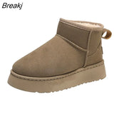 Heels Women Botas 2023 Winter Platform Short Plush Warm Snow Chelsea Boots Fashion Ankle Suede Pumps Casual