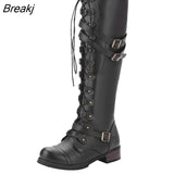 Shoes New Steampunk Gothic Vintage Style Retro Punk Buckle Military Combat Winter Boots Fashion Women Shoes Leather