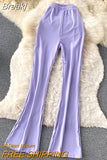 Casual Women Long Pants 2023 Ins Fashion Summer Flare Pants High Elastic Waist Slim Stretch Full Length Female