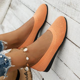 Spring and Autumn New Fashion Round Head Solid Light Mouth Candy Mesh Breathable Large Women's Flat Shoes Single