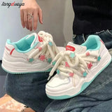 Sneakers Heart Fashion Women Casuals Basketball Style Sneakers 2023 New Couple Trend Lace-up White Blue Shoes