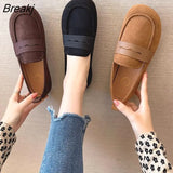 New Ladies Flat Shoes Casual Shoes Non-Slip Driving Shoes Leather Comfortable Flat Shoes Black