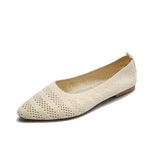 Women Pointed Toe Shallow Flat Shoes Mesh Loafers Soft Bottom Ballet Flats Classic Moccasins Knit Dress Shoes