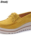Women Flats Shoes Platform Sneakers Slip On Flats Leather Suede Ladies Loafers Moccasins Casual Shoes Women