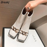 Women's Boots Elegant Woman Heeled Shoes for Women 2023 Designer Luxury Female Autumn and Winter Square Head Chunky Heel