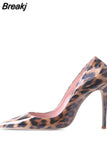 sexy night club party wedding shoes women Leopard print high heels slip on pointed toe 12cm stiletto pump QP033