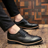 Men's Dress Shoes Leather Fashion Derby Shoes Classic Casual Business Wedding Footwear Lace-up British Style Male Formal