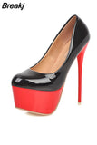 Heels Wedding Shoes Woman Sexy Thin High Heels 16cm Pumps Women Patent Leather Ladies Shoes Plus Size Talon