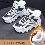 Winter Women for Shoes Ladies Sneakers Leather Plus Velvet Cotton Shoes Platform Snow Boots Women Fashion Chunky