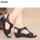 New Black Solid Women Sandals Summer Pumps Shoes Casual Wedges Zipper High Heels Platform Female Sandals Plus Size