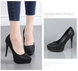 NEW Women Wedding Shoes High Heels 11.5CM Lady Pearl Platforms White Glitter Bridal Shoes Women Thin Heel Party Pump