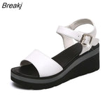 Summer Shoes Women Wedges Heels Sandals Young Ladies Casual Sandals Open toe Black White Shoes Wedge Heel