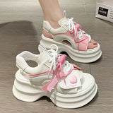 Sports Platform Sandals Women Summer 2023 Thick Bottom Wedge Walking Shoes Woman Peep Toe Lace Up Chunky Sandalias