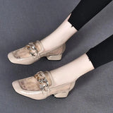 for Women 2023 Normal Leather Casual Ladies Summer Footwear Low Heel Elegant Loafers Transparent Square Toe Clear Chic