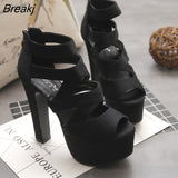 Summer 15CM Fashion Thick With Sandals Fish Mouth Shoes High-heeled Hollow Sandals Nightclub High Sandalias